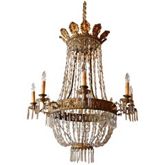 Antique 19th Century Eight-Light Crystal Empire Chandelier
