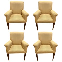 Four Baker Furniture Gold Upholstered Armchairs