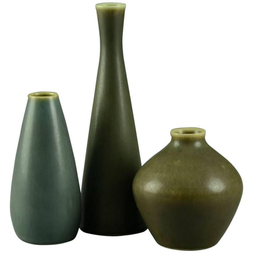 Three Vases with Haresfur Glaze by Palshus For Sale