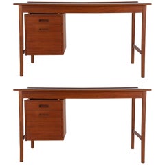 Midcentury Danish Modern Desks in Walnut and Teak by Folke Ohlsson for DUX