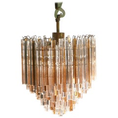 Two Colors Chandelier by Venini for Murano in the 1960s