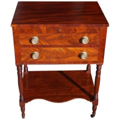 American Sheraton Mahogany Work Table with Fitted Interior Desk, Circa 1815