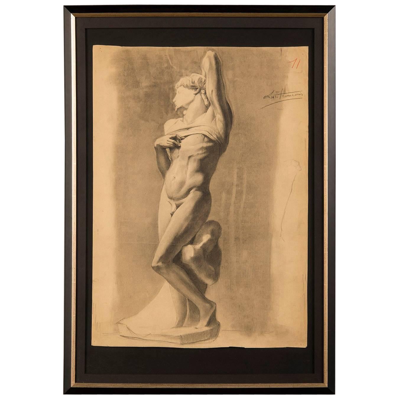 Antique French 19th Century Drawing from a Royal Academy Class, circa 1880 For Sale