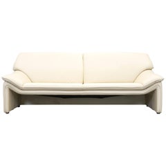 Laauser Designer Leather Sofa Crème Beige Three-Seat Couch Modern