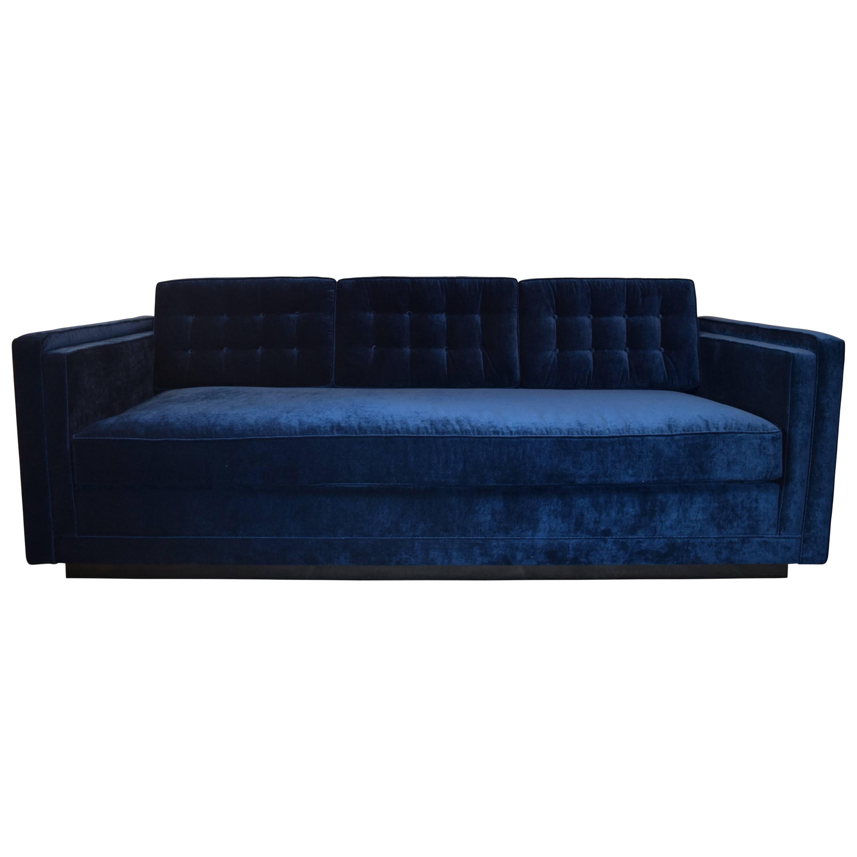 Contemporary Midcentury Tufted Back Three-Seat Sofa For Sale