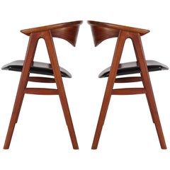 Midcentury Danish Modern Walnut Armchairs or Dining Chairs by Erik Kirkegaard