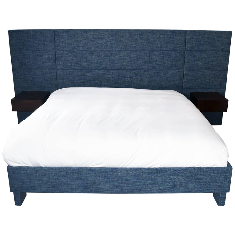 Linear Platform Bed with Floating Side Tables Queen For Sale at 1stDibs