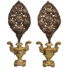 Pair of Antique 19th Century European Religious Repousse Ornaments