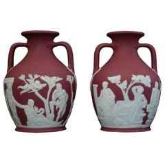 Pair of Crimson Jasper Portland Vases