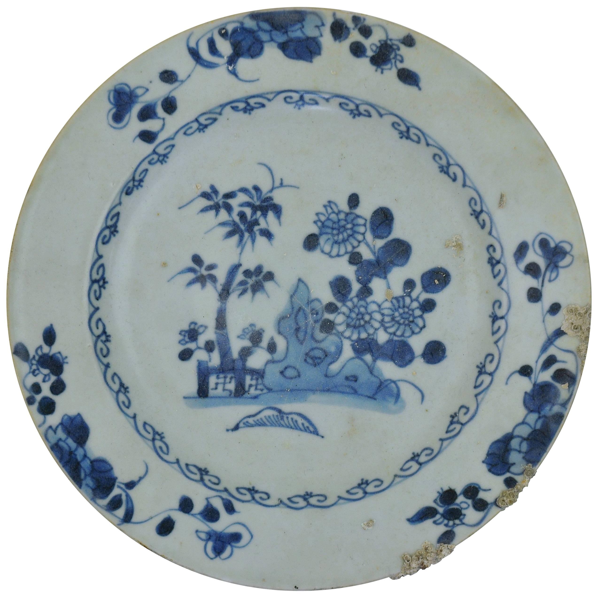 Chinese Qing Blue and White Porcelain Plate from Nanking Cargo Shipwreck