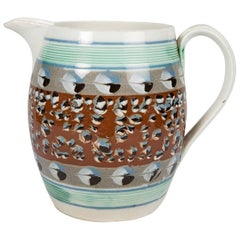 Large Mochaware Jug with Cat's Eye Decoration