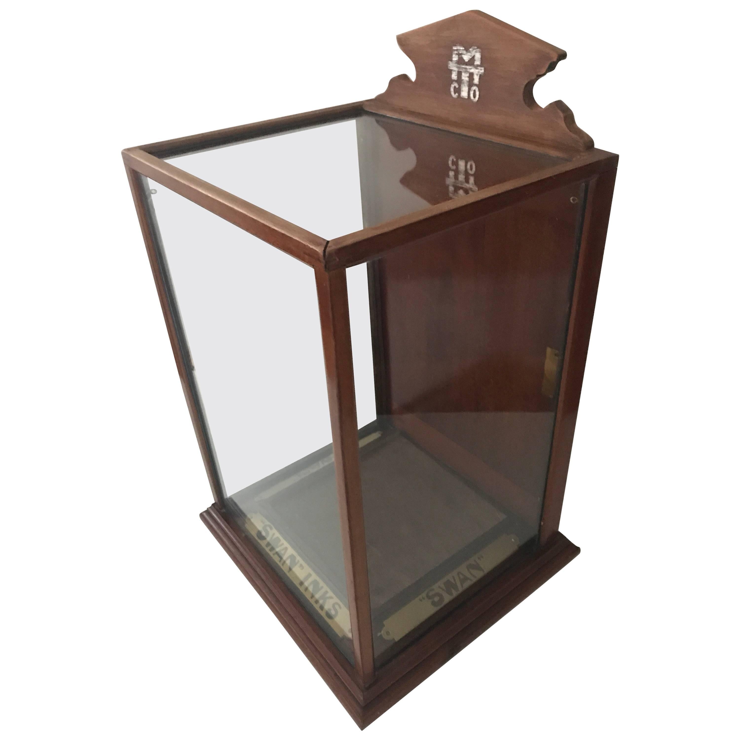 Rare Display Cabinet or Desk Display for Swan Ink, Early 20th Century For Sale