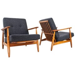 Danish Lounge Set in Elm and New Upholstered, 1960s in Manner of Finn Juhl