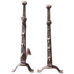 17th Century French Louis XIII Andirons or Firedogs