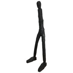 Folk Art "Standing Man" Carved Tree Branch Sculpture After Giocometti