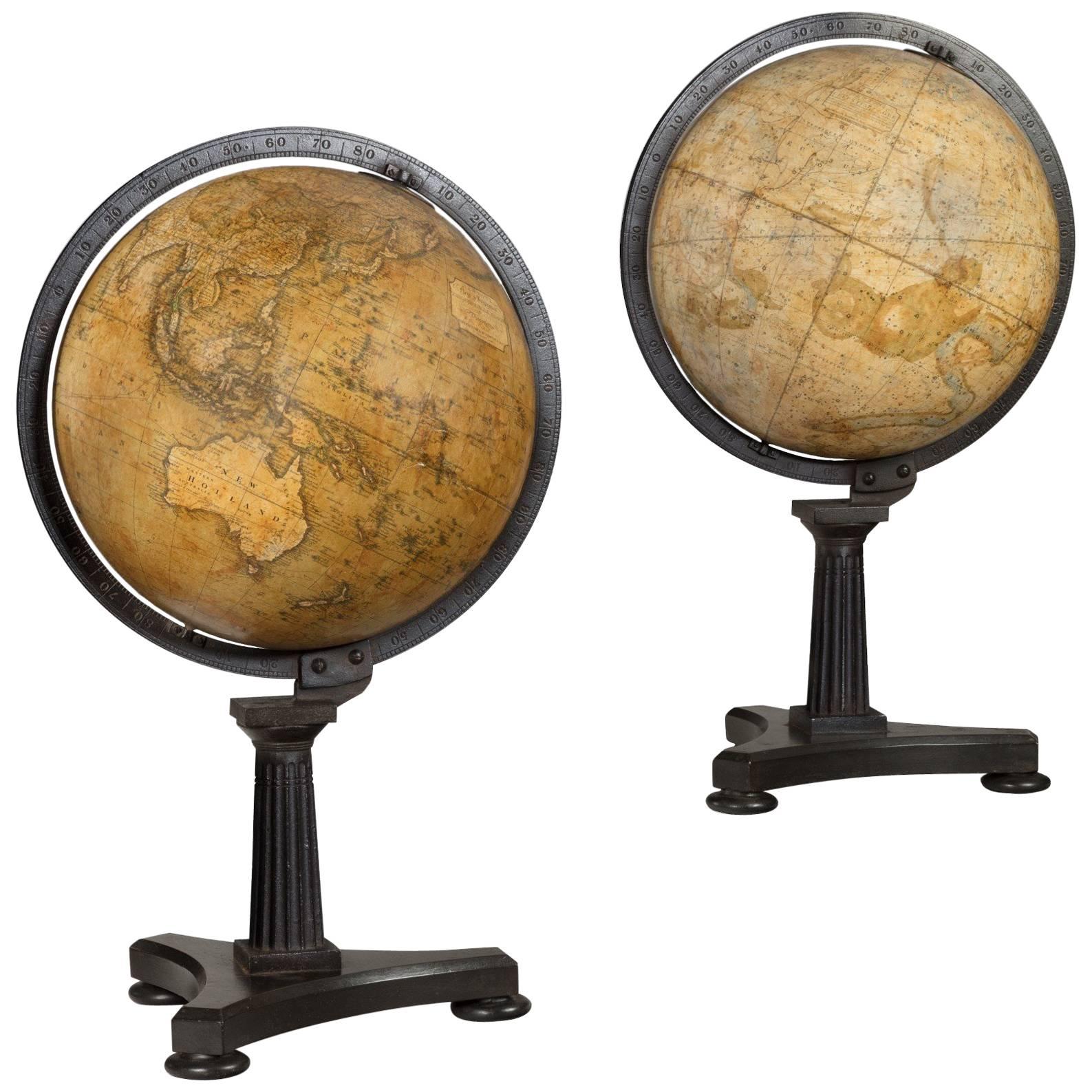 Pair of Antique Desk Globes by Newton