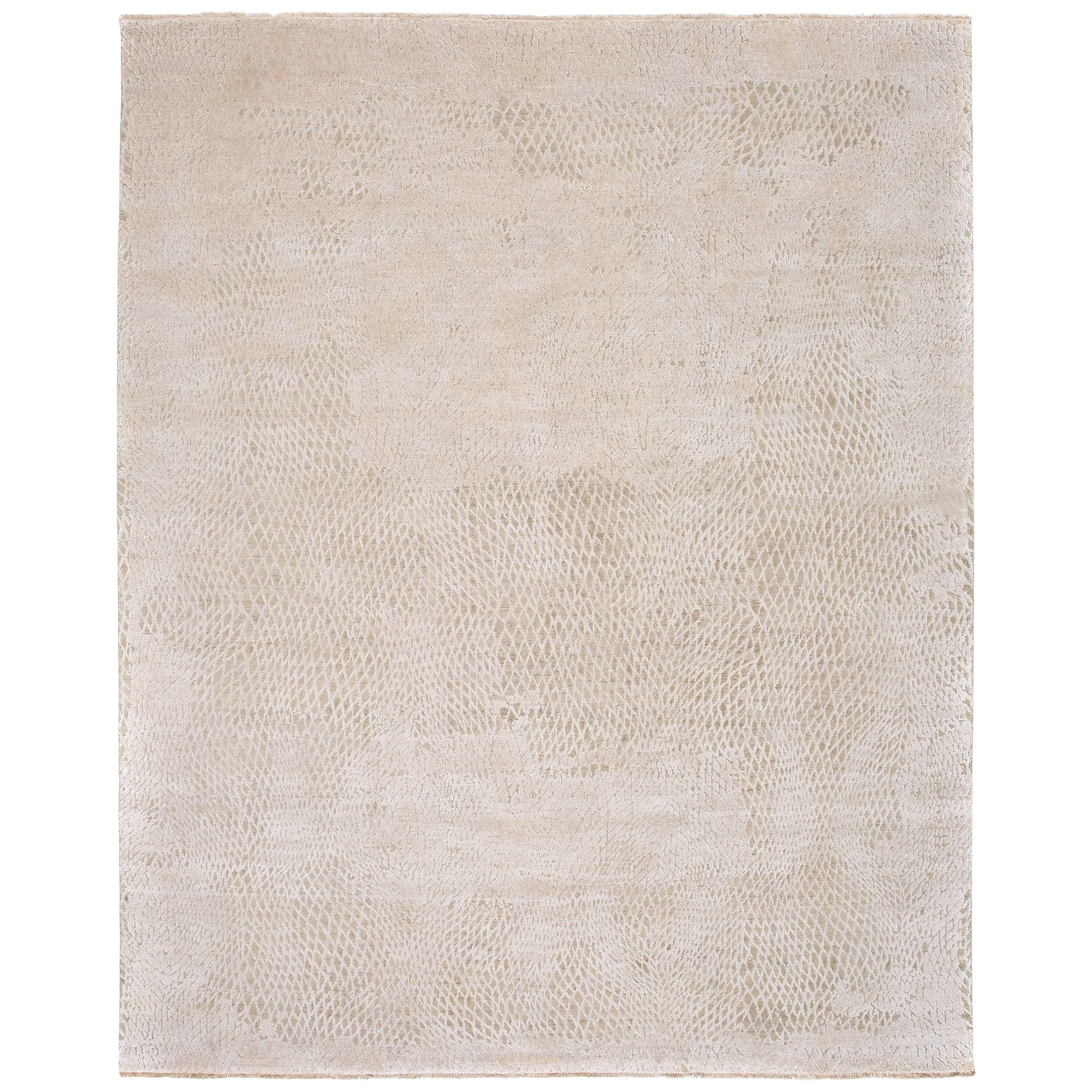 Modern Hand-Knotted Rug in Natural Silk and Wool by Thibault Van Renne  For Sale