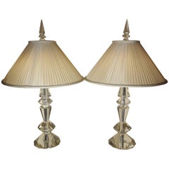 Spectacular Pair of Glass Table Lamps, France, 1970s