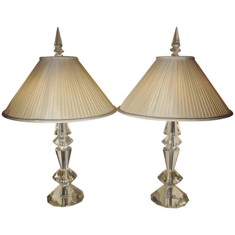 Spectacular Pair of Glass Table Lamps, France, 1970s For Sale