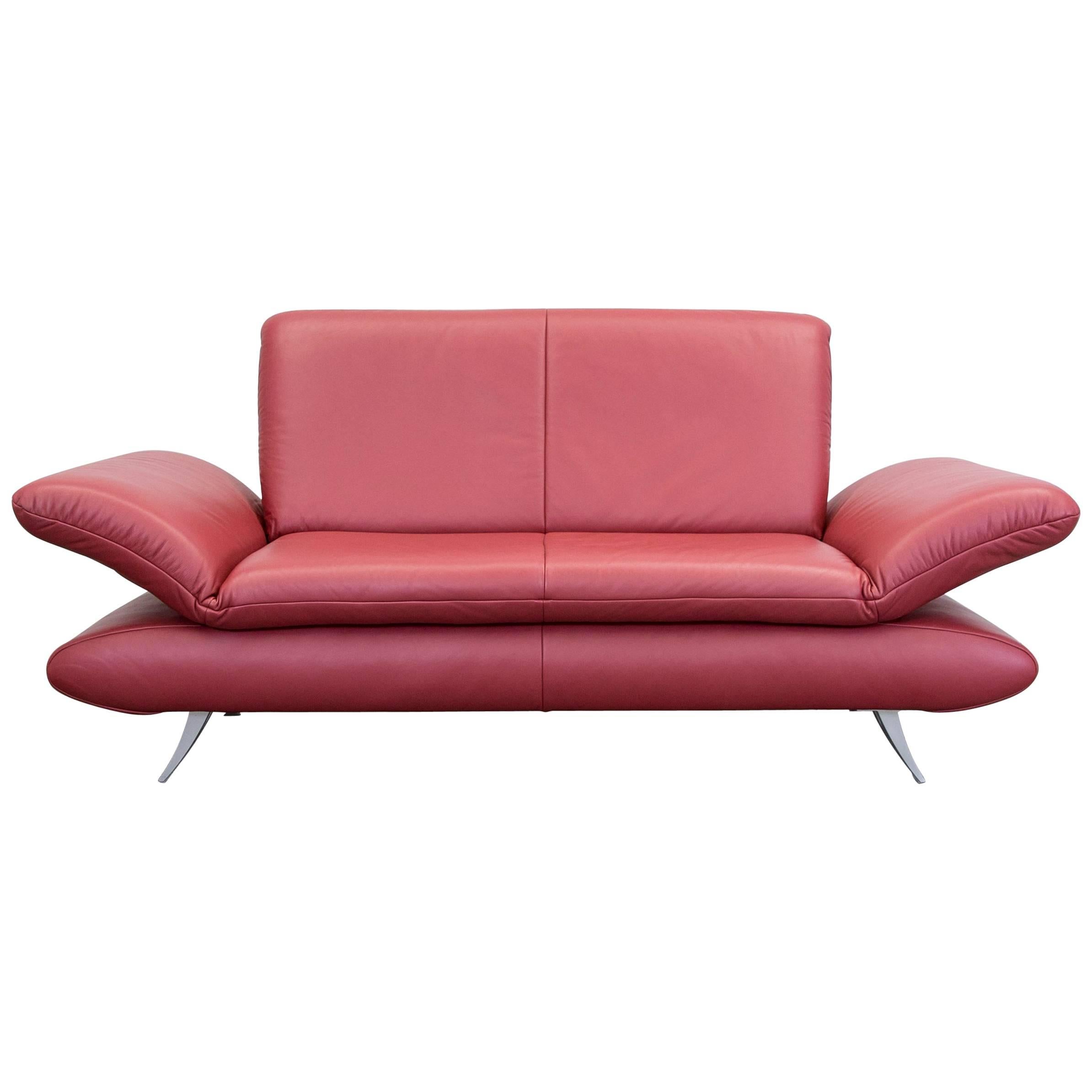 Koinor Rossini Designer Sofa Red Full Leather Two-Seat Function Modern