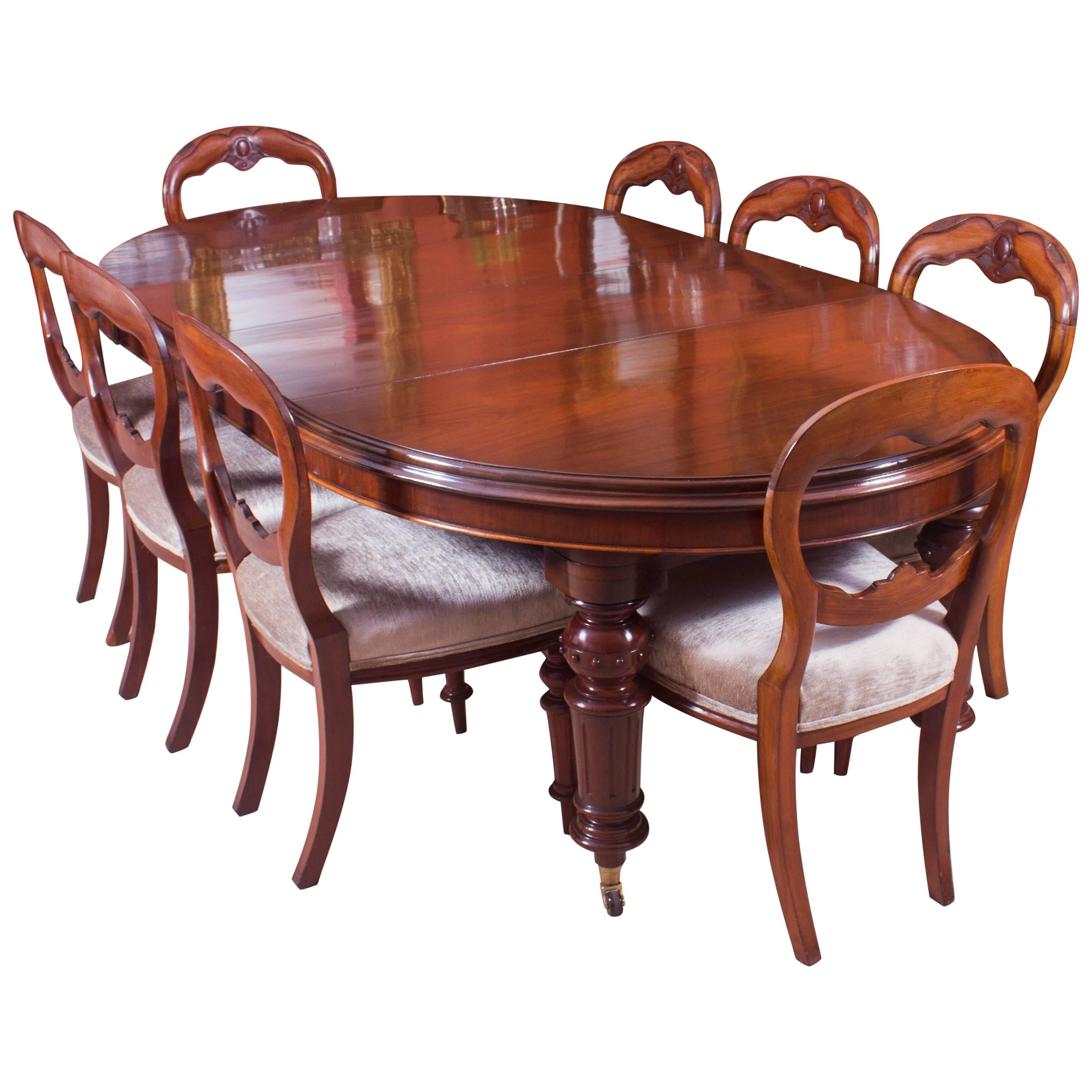 19th Century Victorian Oval Dining Table and Eight Antique Chairs