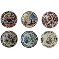 Antique Six Early Mason's Ironstone Dinner Plates Harlequin Set Some Rare, circa 1815