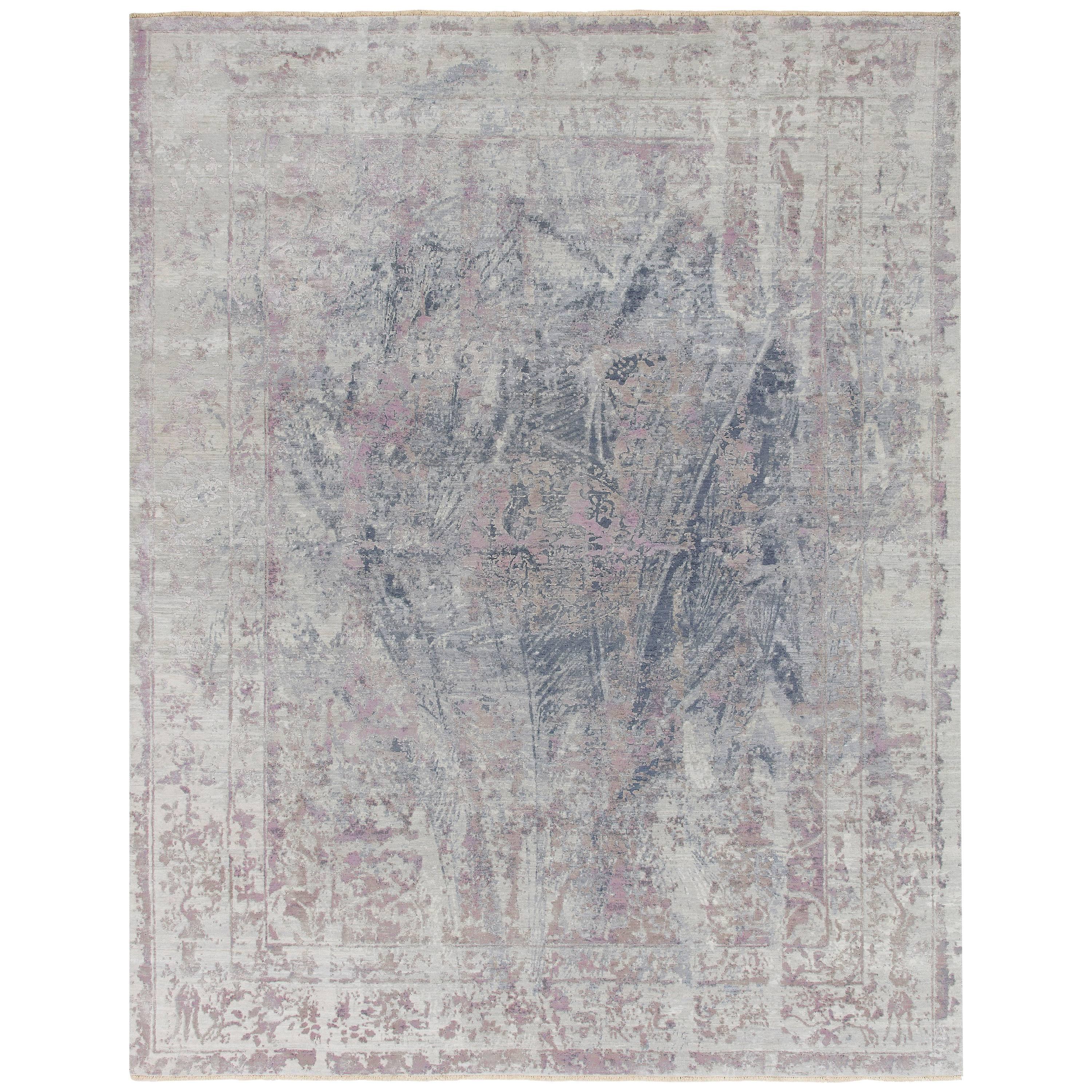 Modern Hand-Knotted Rug in Natural Silk and Wool by Thibault Van Renne For Sale