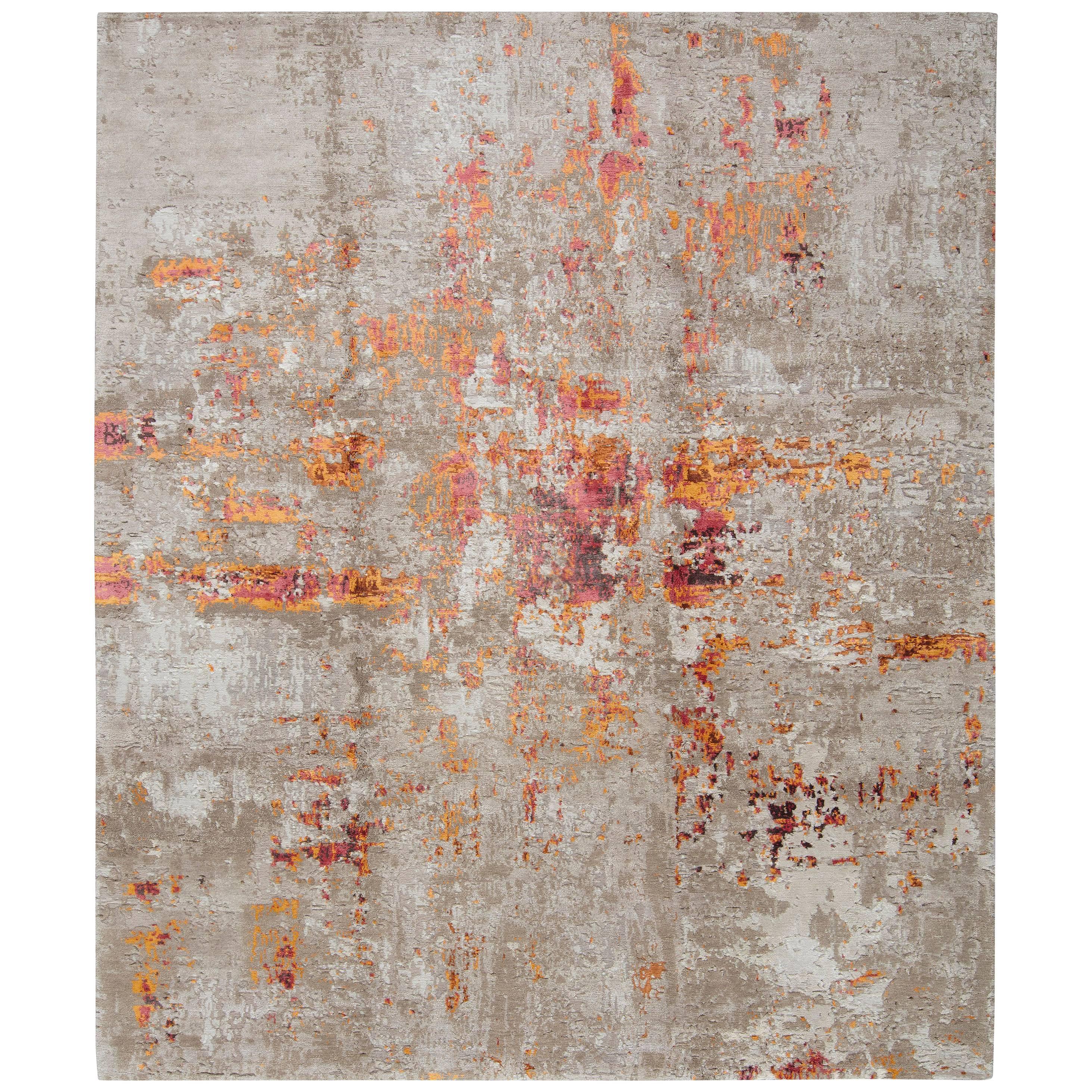 Hand-Knotted Rug in Silk and Wool By Thibault Van Renne For Sale