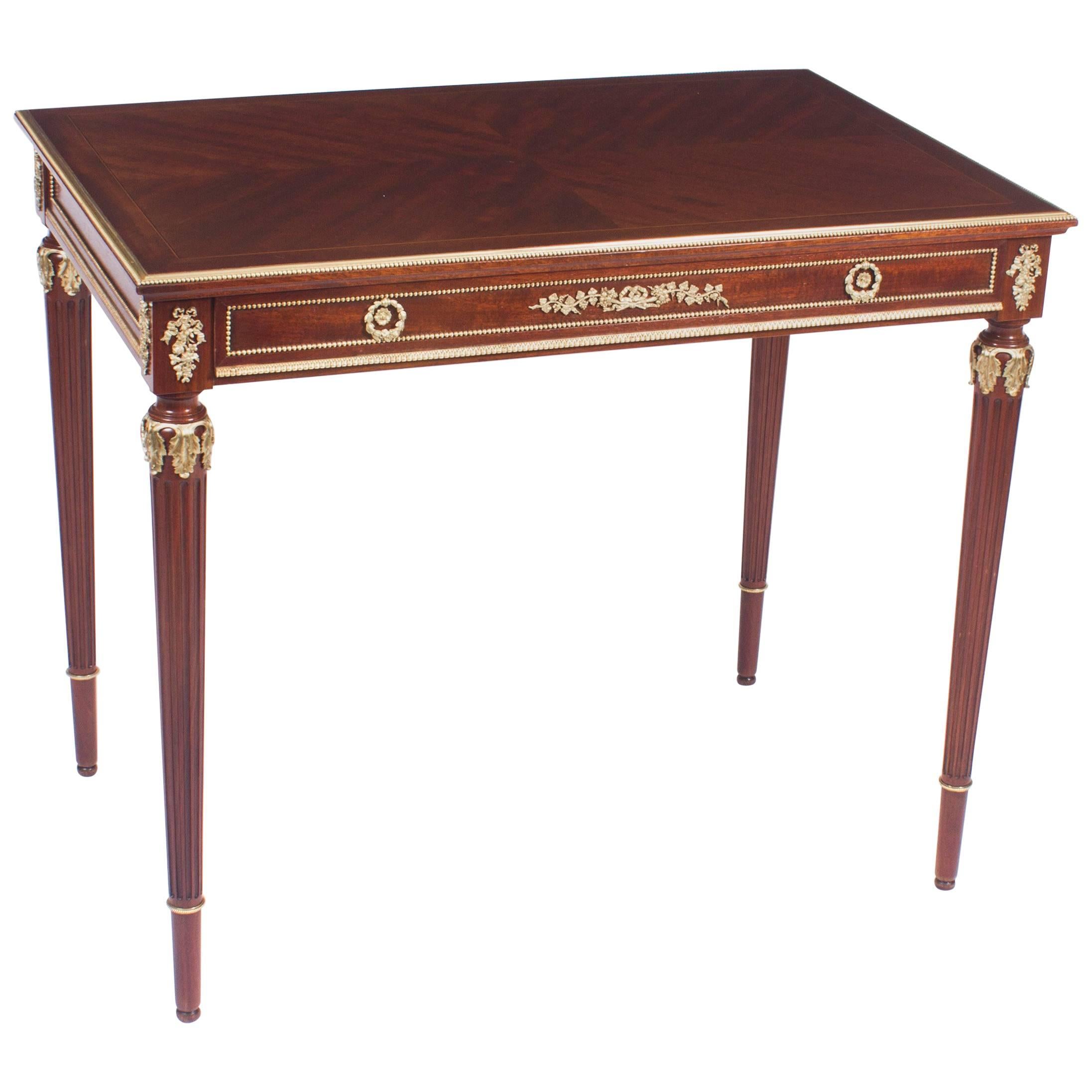 19th Century French Ormolu-Mounted Flame Mahogany Side Table