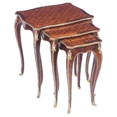19th Century French Parquetry and Ormolu Mounted Nest Tables