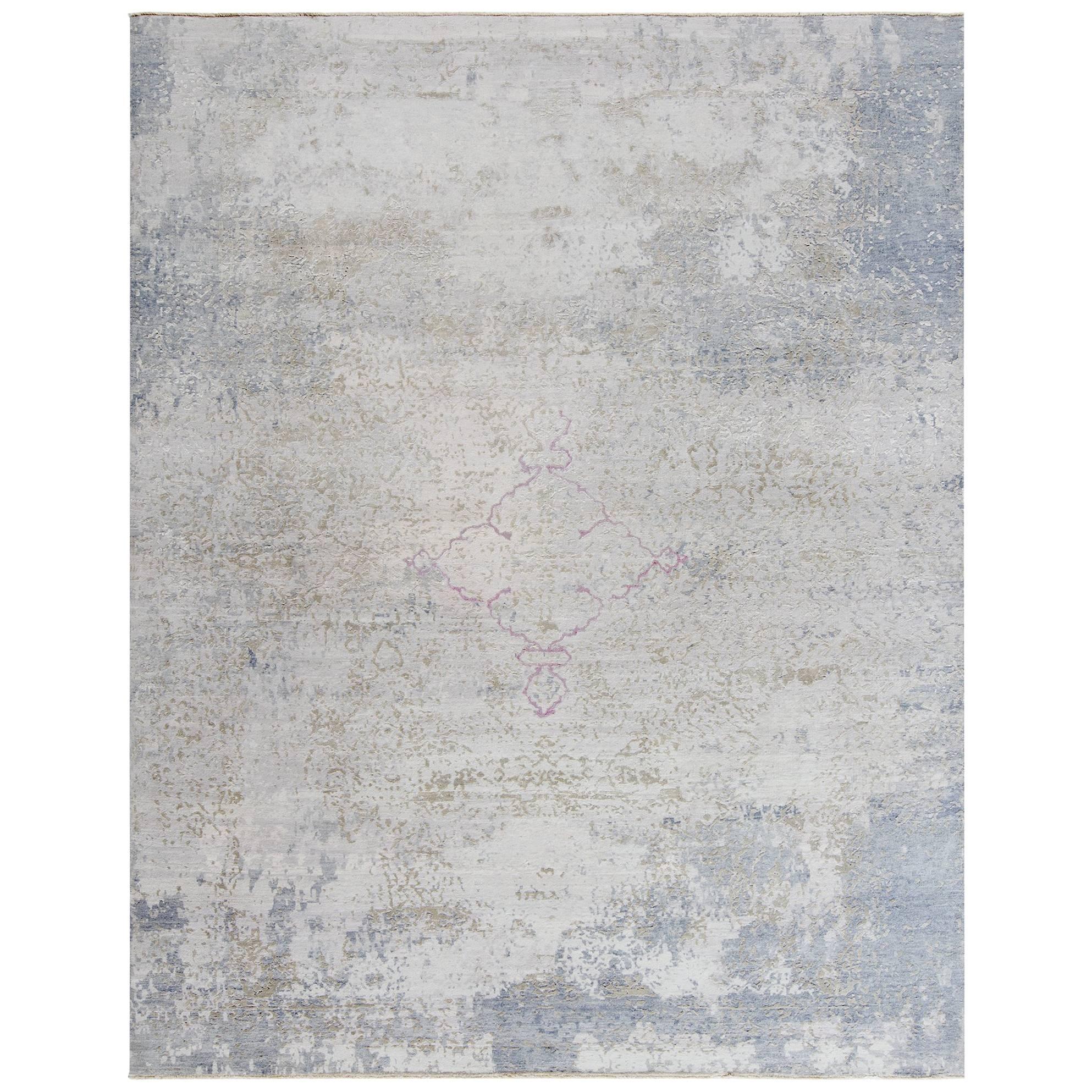 Autumn Collection Hand-Knotted Rug in Silk and Wool by Thibault Van Renne For Sale