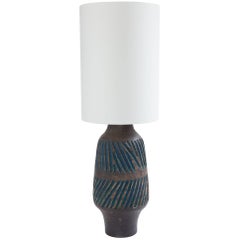 Midcentury American Studio Ceramic Table Lamp with Custom French Paper Shade