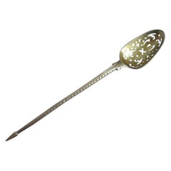 Antique Rare Early George III Silver Gilt "Transitional" Pattern Mote Spoon