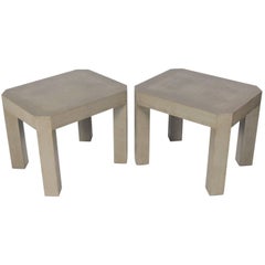 Pair of Faux Snakeskin Tables in the Manner of Karl Springer