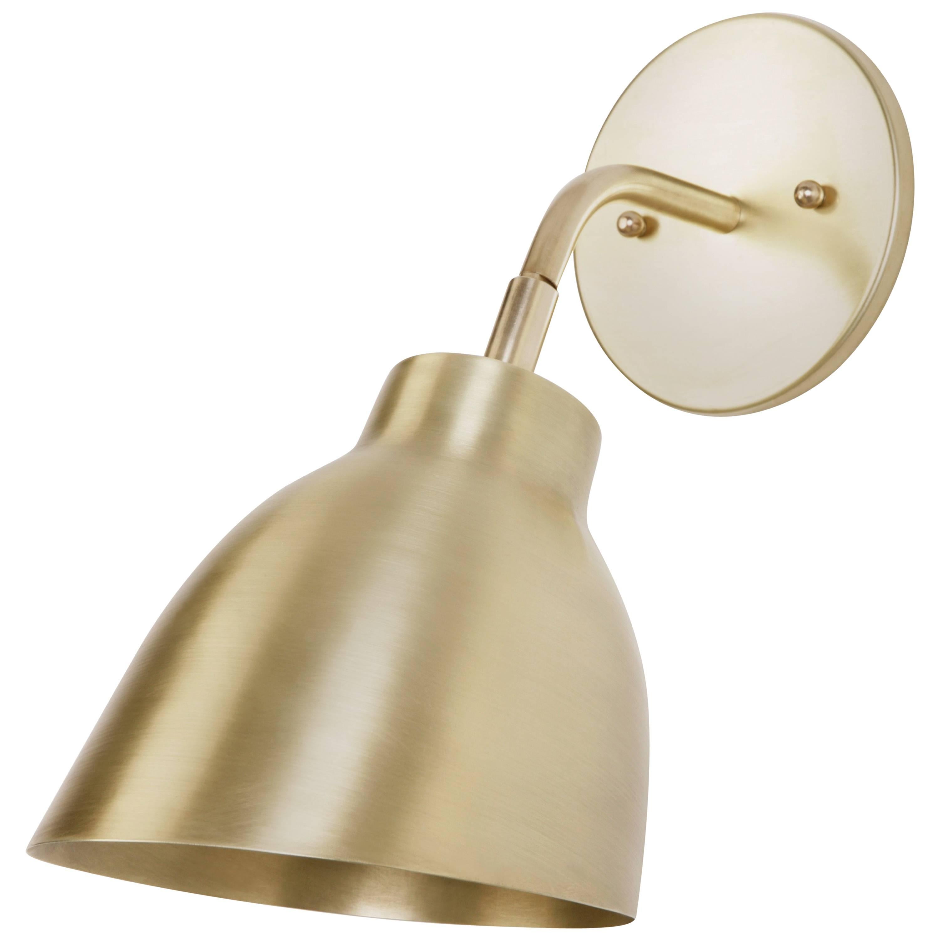 Navire Petite Sconce With Brass Arm And Raw Solid Brass Tilting Shade Nautical