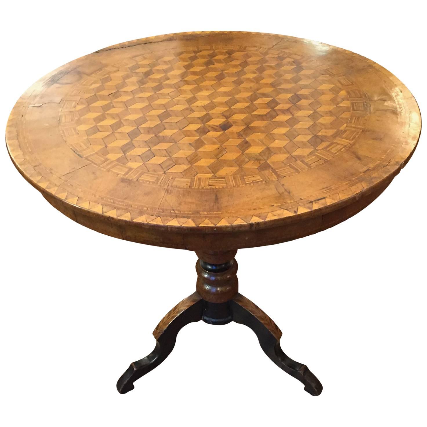Mid-19th Century Italian Marquetry Circular Centre Table from Rolo