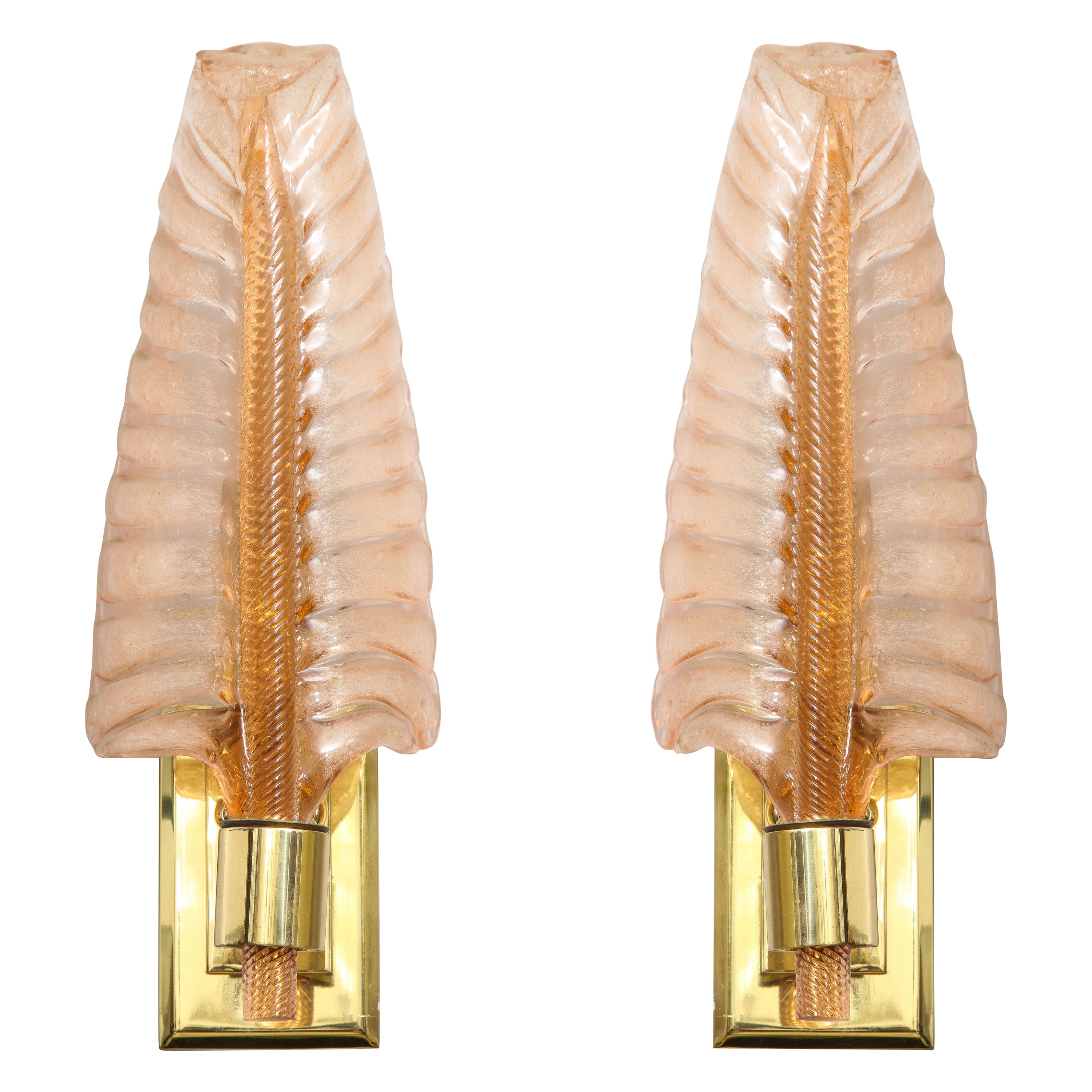 Pair of Vintage Seguso Feather Sconces