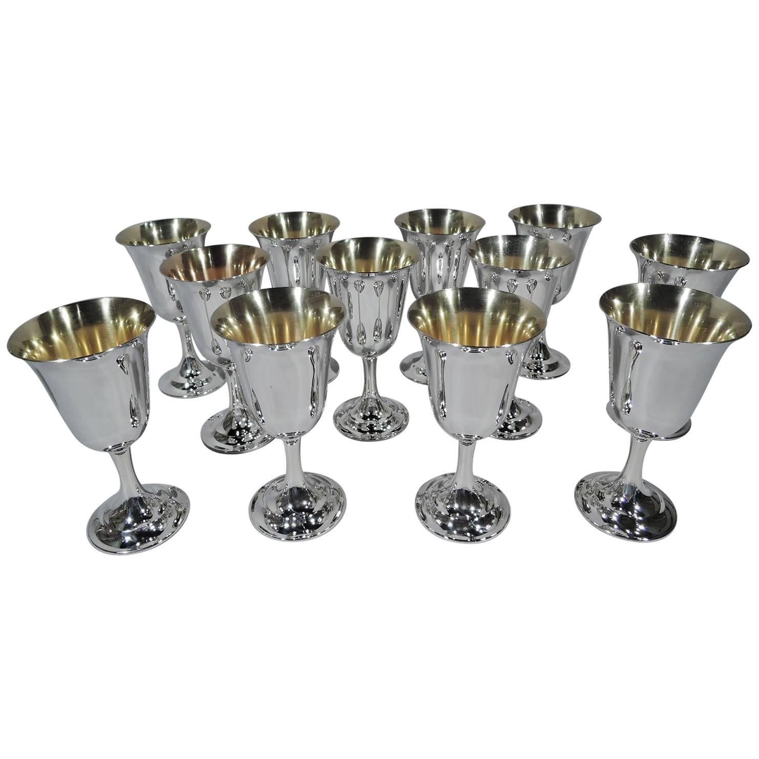 Set of 12 International Lord Saybrook Sterling Silver Goblets