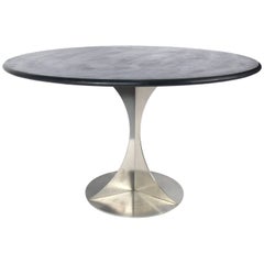 Stainless Steel and Slate Dining Table in the Manner of Maria Pergay