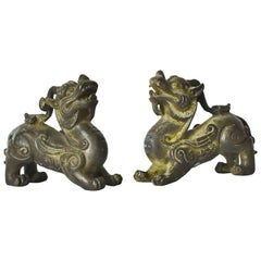 Pair of Bronze Pixiu Wealth Dragons, Paperweights