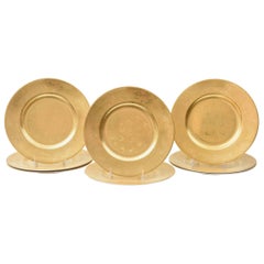 Eight Gilt Encrusted Presentation Plates, Minton, England with 24-Karat Gold