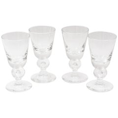 Four Steuben Wine Glasses, Vintage Blown Crystal