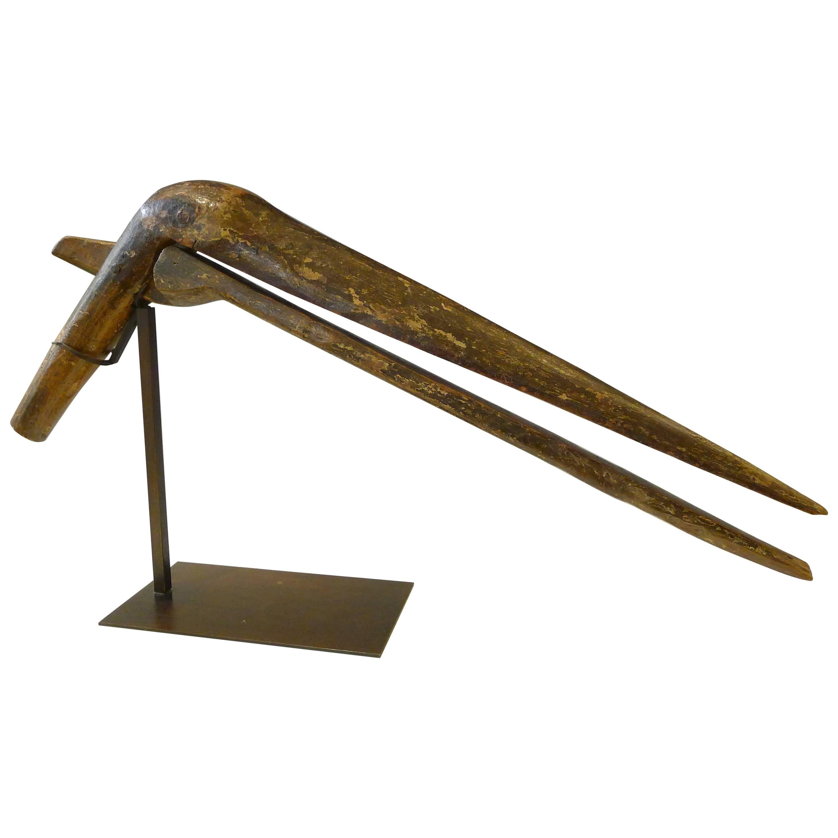 Decoy in the Shape of Stork ‘19th Century’ on Its Support For Sale