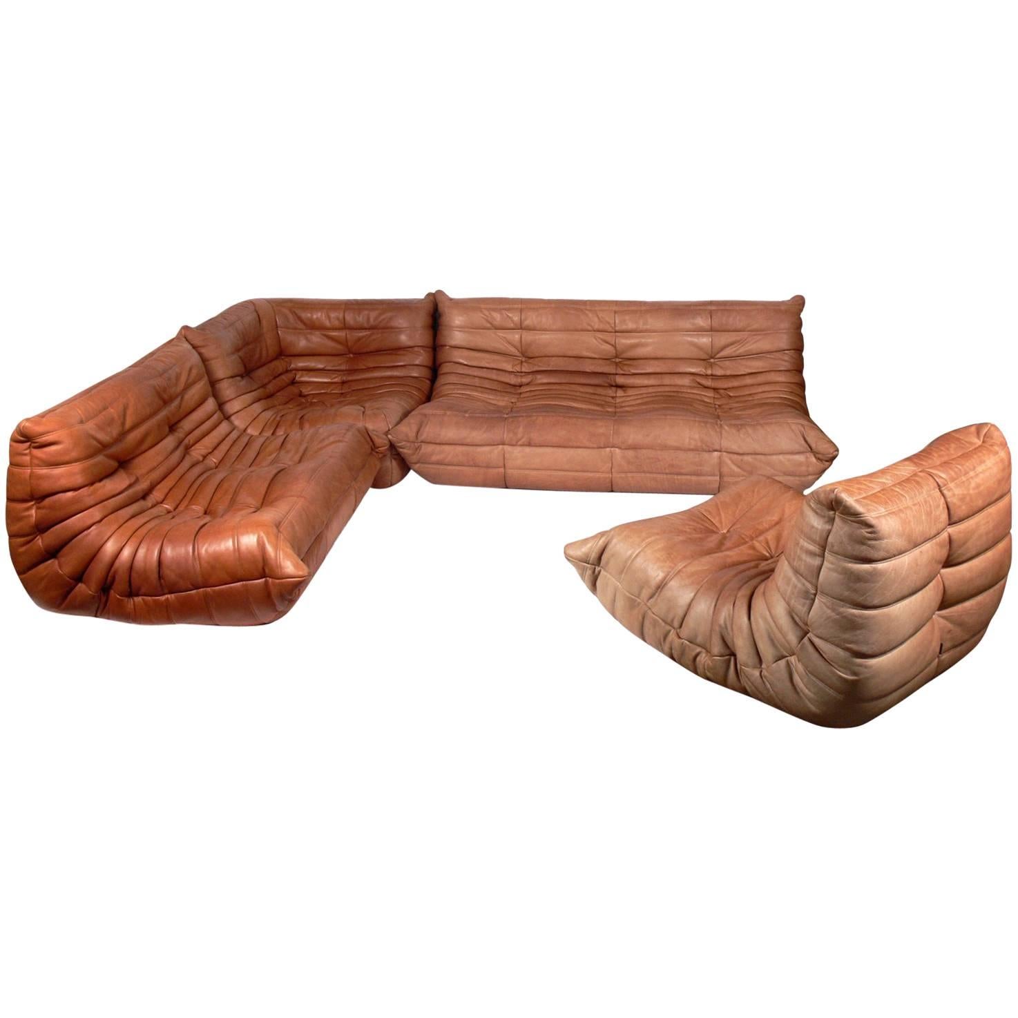 Sculptural Leather Togo Sofa by Michel Ducaroy for Ligne Roset