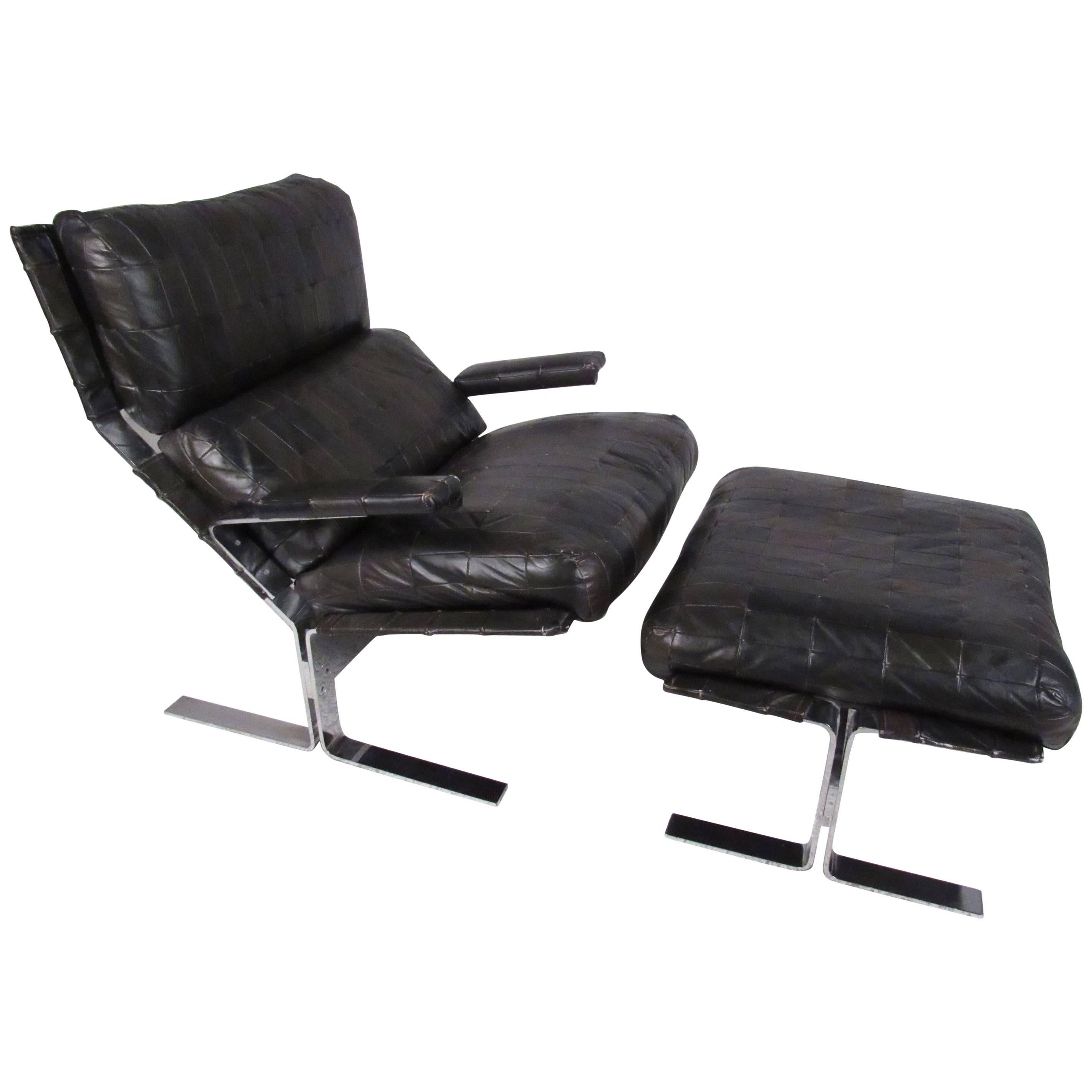 Mid-Century Modern Lounge Chair and Ottoman Attributed to Richard Hersberger