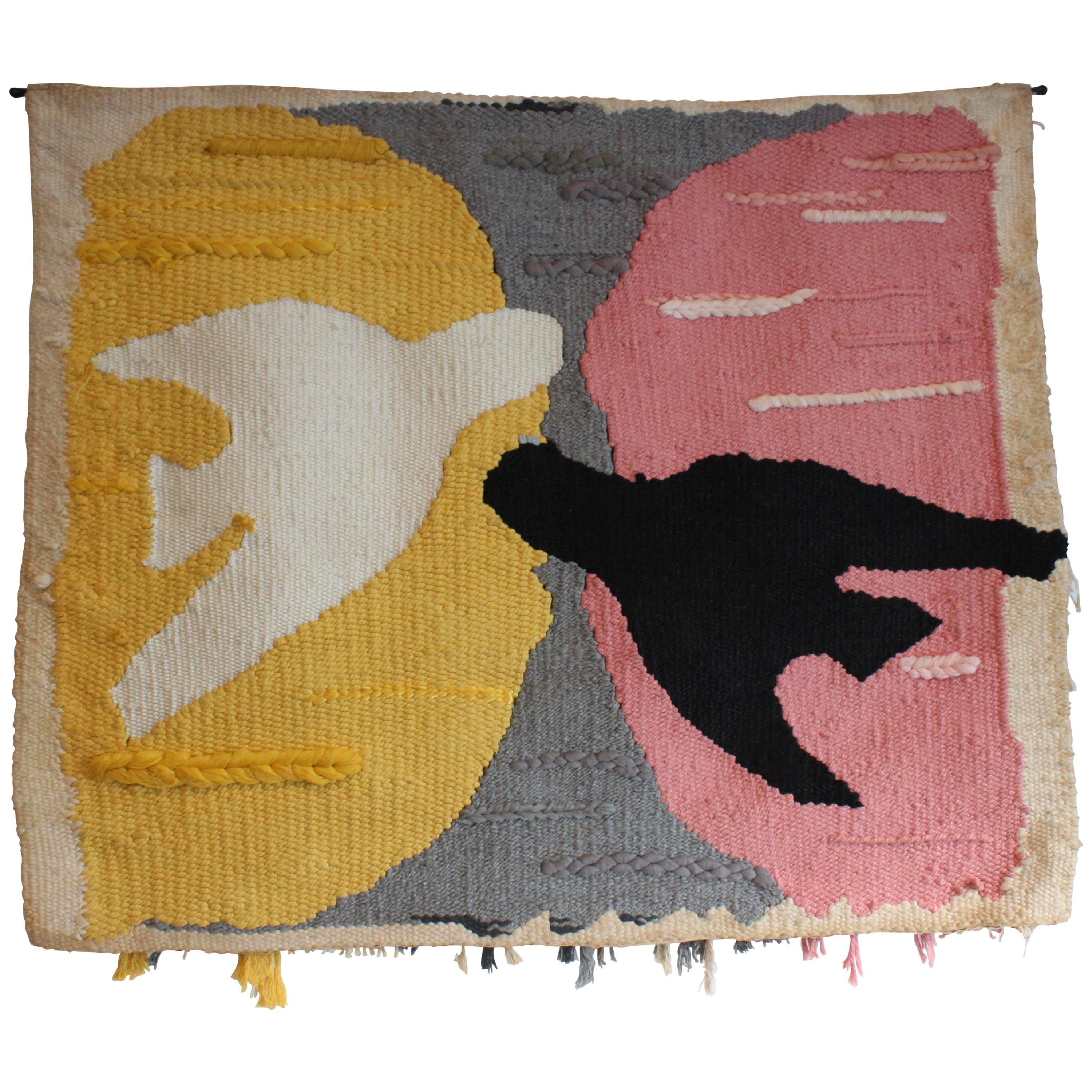 1970s Handwoven Tapestry Inspired by Artist Georges Braque