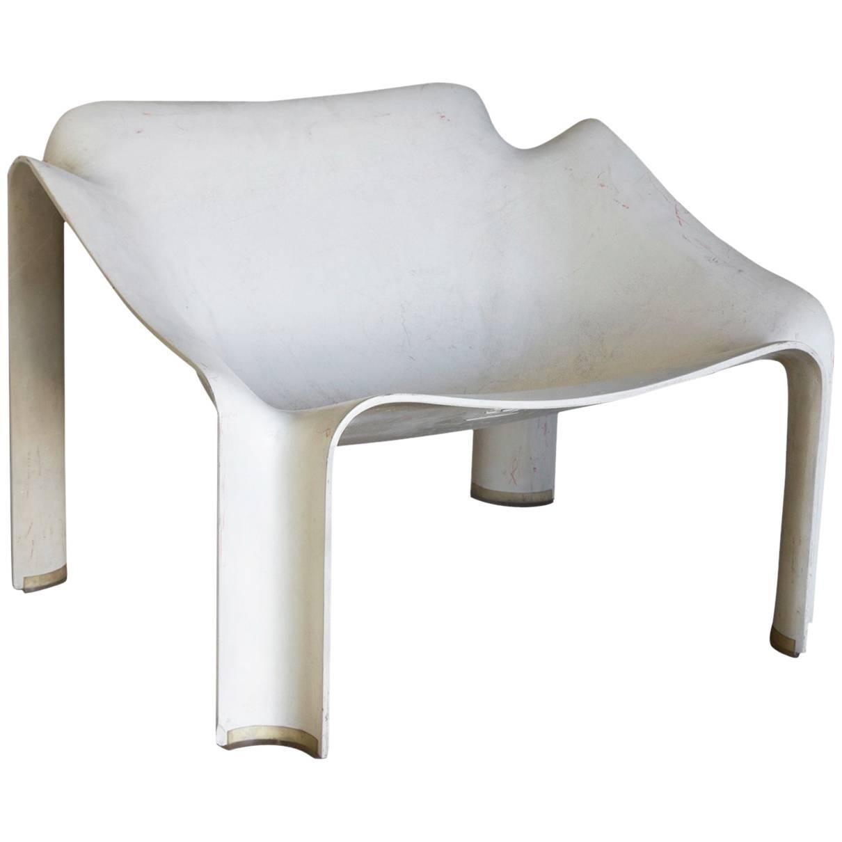 1963, Pierre Paulin, Early F303 Lounge Chair in Cream / White for Artifort