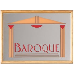 French Vintage Frame with Mirrored Advertising Sign for Baroque