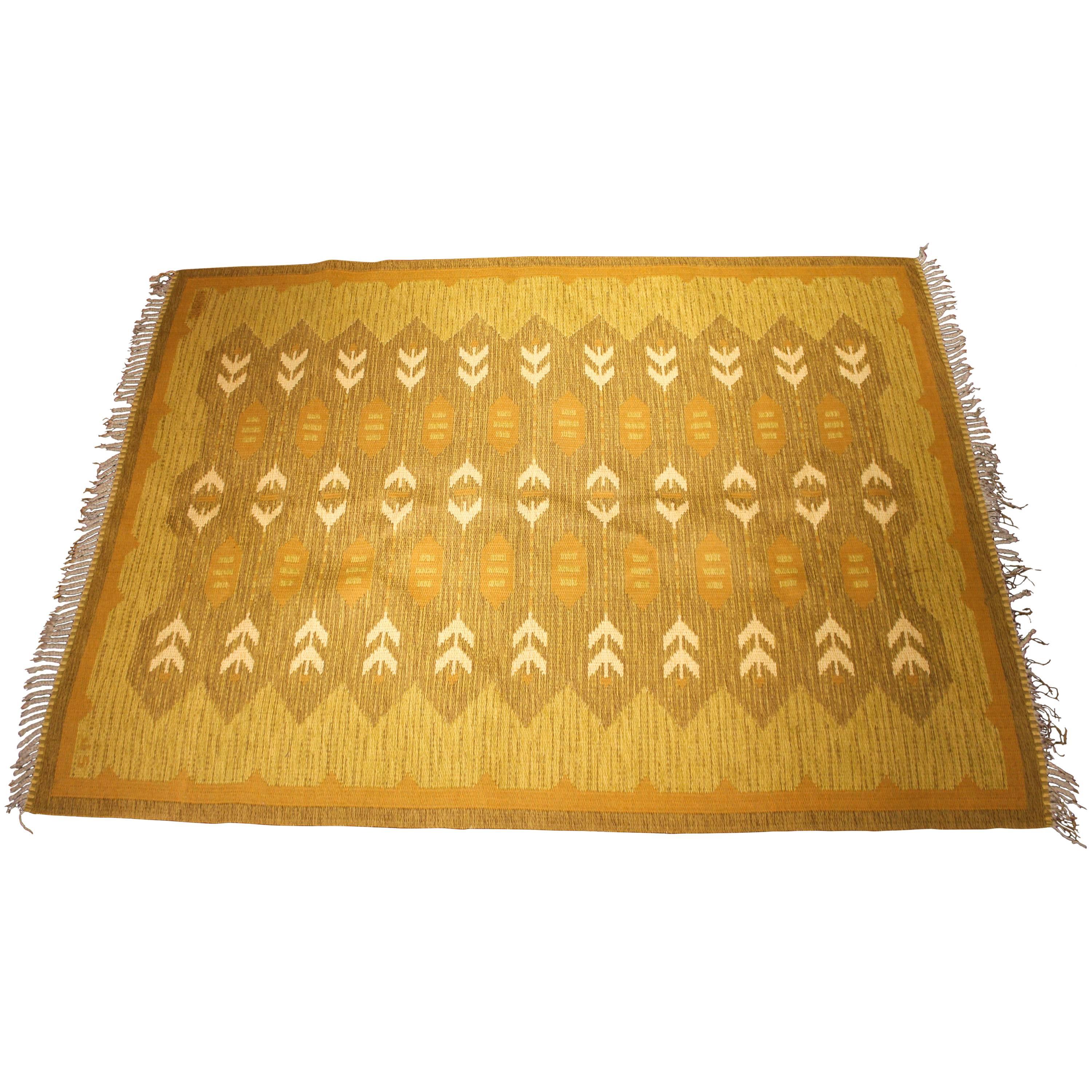 Midcentury Swedish Flat-Weave Double Weave Carpet