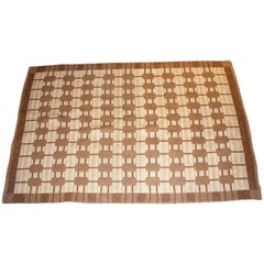 Midcentury Swedish Two-Sided Flat-Weave Carpet with Geometrical Patterns